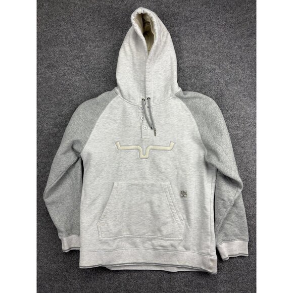 Kimes Ranch Hoodie Sweatshirt Womens Large Gray Henley Raglan Western Pullover - Picture 1 of 8
